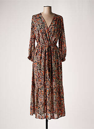 Robe longue manches longues manches longues marron LILI & LALA femme