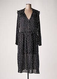 Robe mi-longue coupe fluide manches longues noir CHERRY PARIS femme
