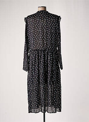 Robe mi-longue coupe fluide manches longues noir CHERRY PARIS femme