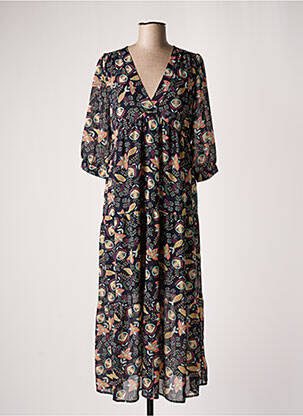 Robe longue imprimé fantaisie manches 3/4 bleu Y'COO femme