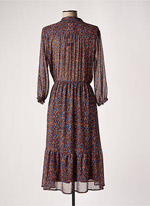 Robe mi-longue imprimé fantaisie manches longues marron RUE DES ABBESSES femme