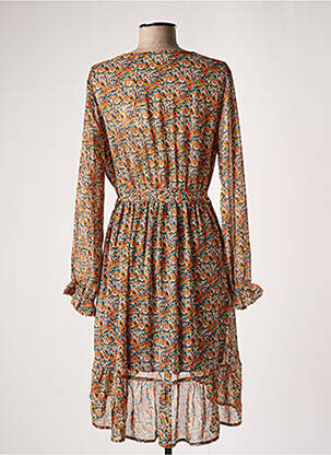 Robe mi-longue imprimé fleurs manches longues orange CHERRY PARIS femme