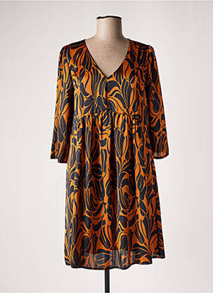 Robe courte manches 3/4 manches 3/4 marron RUE DES ABBESSES femme