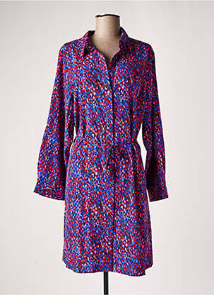 Robe mi-longue coupe fluide manches longues bleu NOUGAT femme