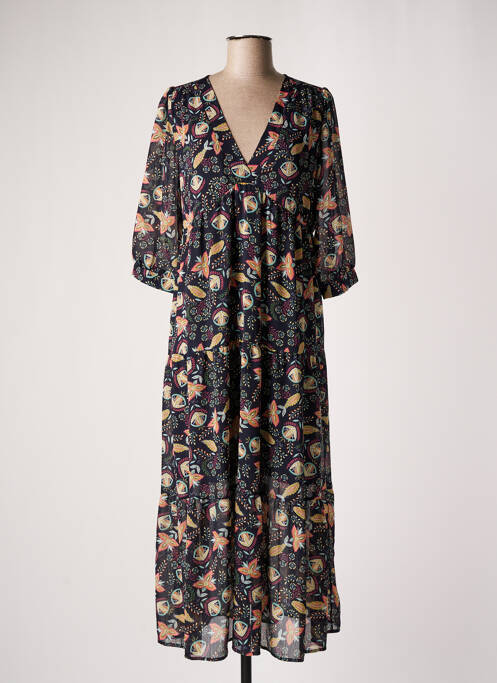 Robe longue imprimé fantaisie manches 3/4 bleu Y'COO femme