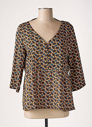 Blouse imprimé fantaisie manches 3/4 marron Y'COO femme