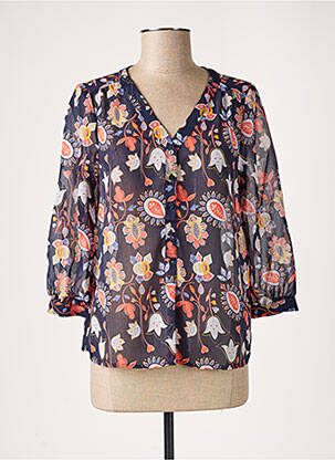 Chemisier imprimé fleurs manches 3/4 bleu LPB femme