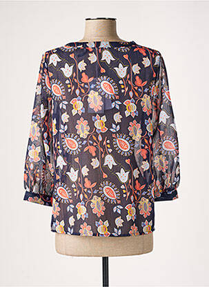 Chemisier imprimé fleurs manches 3/4 bleu LPB femme