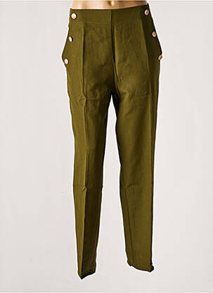 Pantalon droit stretch taille normale vert AKOZ femme