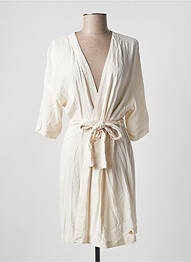 Robe mi-longue coupe fluide manches longues beige YEST femme