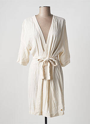 Robe mi-longue coupe fluide manches longues beige YEST femme