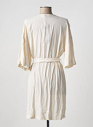 Robe mi-longue coupe fluide manches longues beige YEST femme