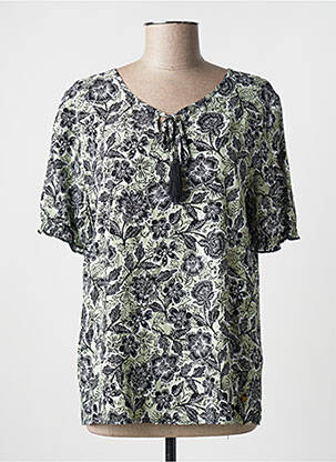Blouse tissage popeline manches courtes vert YEST femme