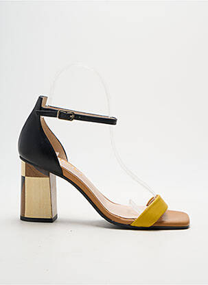 Sandales/nu pieds tissage satiné talon de 4 à 6cm jaune LODI femme