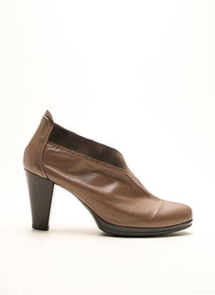 Bottines/boots tissage satiné talon de 7 à 9cm marron MÊME ENCORE femme
