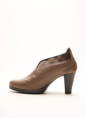 Bottines/boots tissage satiné talon de 7 à 9cm marron MÊME ENCORE femme