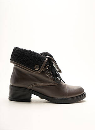 Bottines/boots tissage satiné talon de 4 à 6cm marron BELLE ET BIEN femme