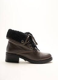 Bottines/boots tissage satiné talon de 4 à 6cm marron BELLE ET BIEN femme