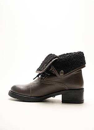 Bottines/boots tissage satiné talon de 4 à 6cm marron BELLE ET BIEN femme
