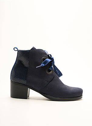Bottines/boots tissage satiné talon de 4 à 6cm bleu HIRICA femme