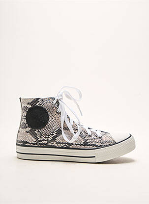 Baskets tissage satiné talon plat jusqu'à 3cm gris MARINA MELLO femme