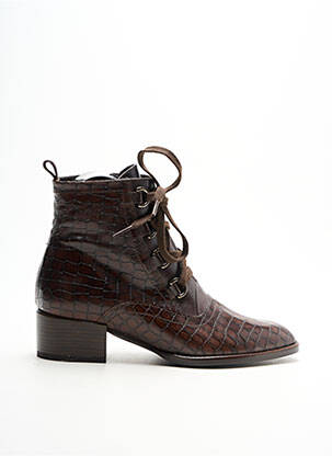 Bottines/boots tissage satiné talon de 4 à 6cm marron AMARU femme