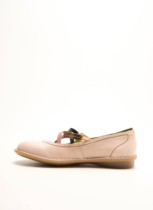 Ballerines fermeture scratch talon plat jusqu'à 3cm rose JUNGLA femme