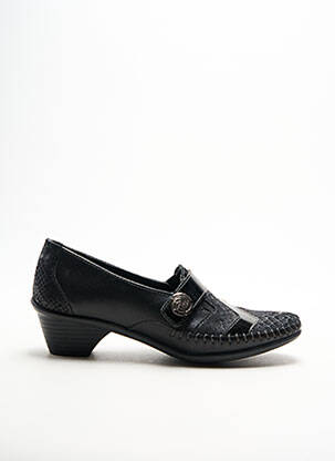 Mocassins tissage satiné talon de 4 à 6cm noir BOISSY femme