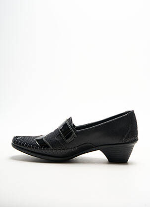 Mocassins tissage satiné talon de 4 à 6cm noir BOISSY femme