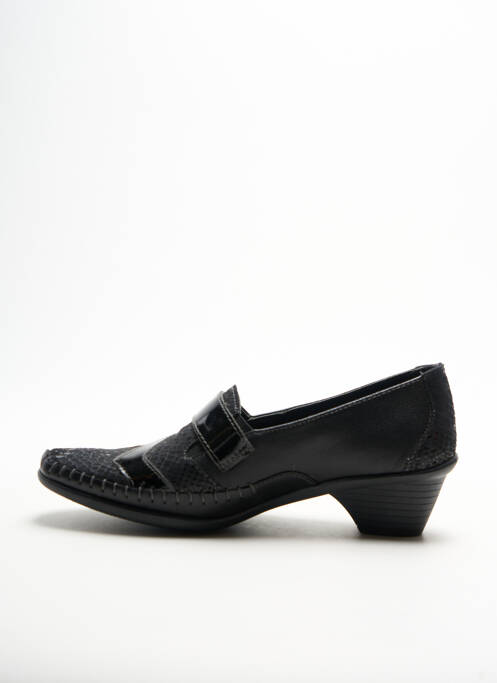 Mocassins tissage satiné talon de 4 à 6cm noir BOISSY femme