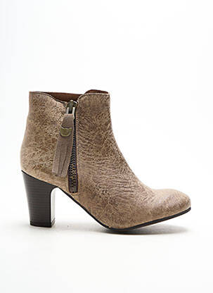 Bottines/boots tissage satiné talon de 4 à 6cm beige LOLLIPOPS femme