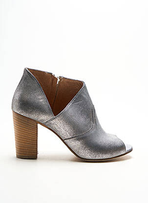 Bottines/boots matière lisse talon de 7 à 9cm gris LA ZAMPA femme