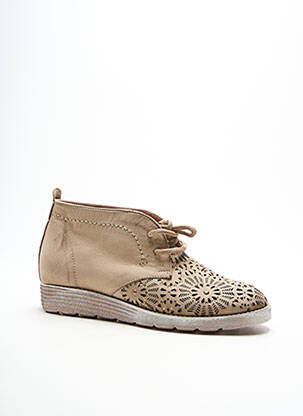 Bottines/boots bout rond talon plat jusqu'à 3cm beige LA ZAMPA femme