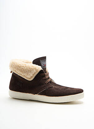 Baskets nubuck talon plat jusqu'à 3cm marron LE TEMPS DES CERISES femme