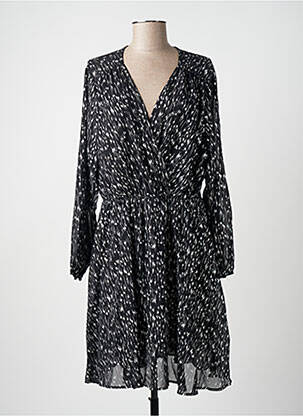 Robe mi-longue imprimé fantaisie manches longues noir NOUGAT femme