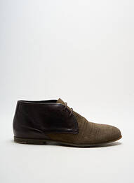 Bottines/boots tissage satiné talon bas marron HEXAGONE homme