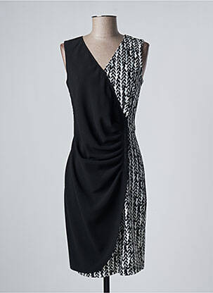 Robe mi-longue imprimé fantaisie sans manche noir EROKE femme