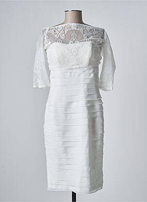 Robe mi-longue manches longues manches longues blanc FASHION NEW YORK femme