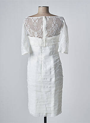 Robe mi-longue manches longues manches longues blanc FASHION NEW YORK femme