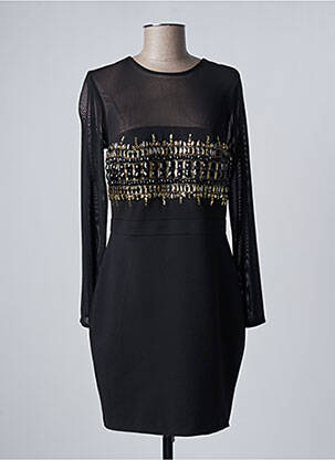 Robe mi-longue manches longues manches longues noir FOREVER UNIQUE femme