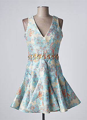 Robe mi-longue imprimé fleurs sans manche bleu FOREVER UNIQUE femme