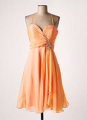 Robe mi-longue coupe fluide sans manche orange FASHION NEW YORK femme