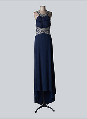 Robe longue manches dos nu sans manche bleu FASHION NEW YORK femme