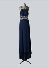 Robe longue coupe évasée sans manche bleu FASHION NEW YORK femme
