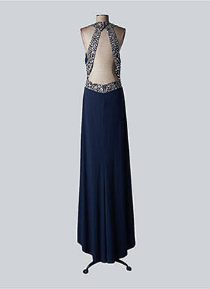 Robe longue manches dos nu sans manche bleu FASHION NEW YORK femme