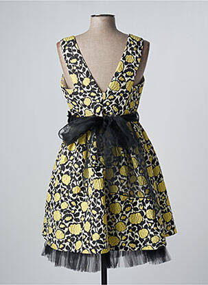 Robe mi-longue imprimé fleurs sans manche jaune SONIA PENA femme