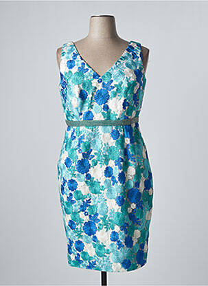 Robe mi-longue imprimé fleurs sans manche bleu SONIA PENA femme