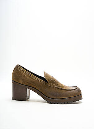 Mocassins carré talon de 4 à 6cm vert NIMAL femme