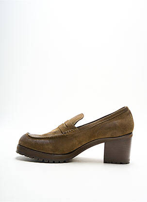 Mocassins carré talon de 4 à 6cm vert NIMAL femme