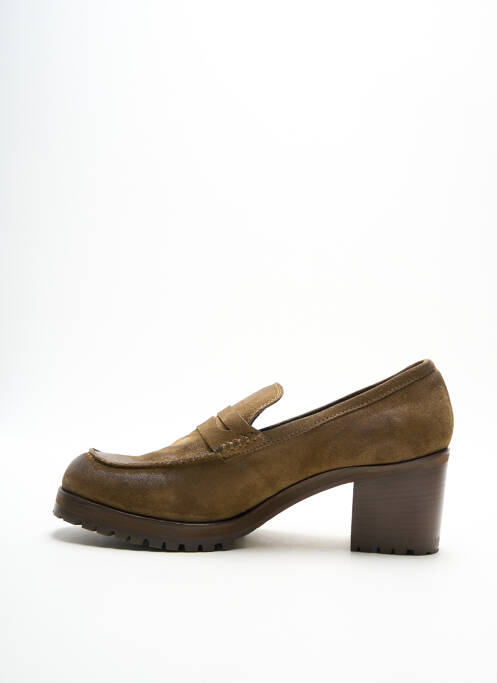 Mocassins nubuck talon de 4 à 6cm vert NIMAL femme